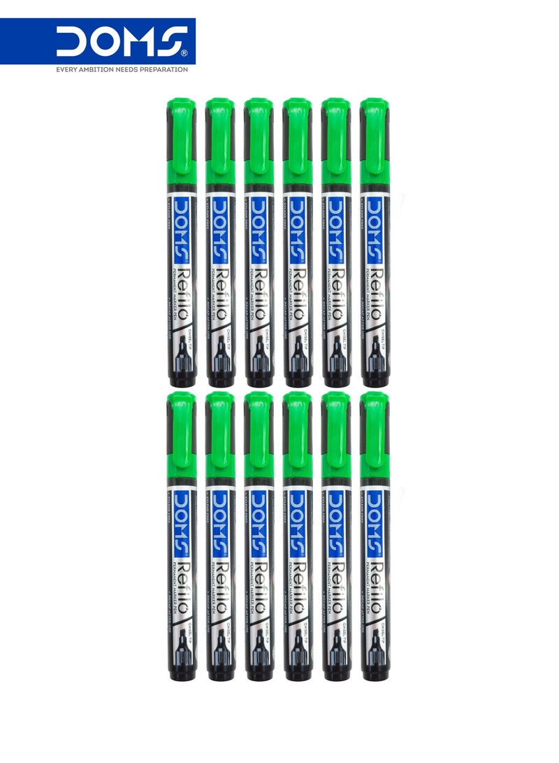 DOMS Whiteboard Marker Pen, Chisel Tip, Green Ink, Refillable, Pack of 12 - Image 1